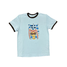 Load image into Gallery viewer, &quot;HALLIE&quot; RINGER TEE (baby blue/brown)
